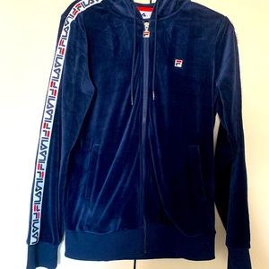 Fila blue velour jacket and pants sweatshirt sweatpants tracksuit